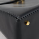 Salvatore Ferragamo Gancini Hand Bag Leather Navy Gold Auth 205167-18