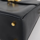 Salvatore Ferragamo Gancini Hand Bag Leather Navy Gold Auth 205167-19