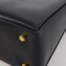 Salvatore Ferragamo Gancini Hand Bag Leather Navy Gold Auth 205167-21