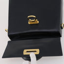 Salvatore Ferragamo Gancini Hand Bag Leather Navy Gold Auth 205167-23