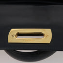 Salvatore Ferragamo Gancini Hand Bag Leather Navy Gold Auth 205167-24