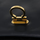Salvatore Ferragamo Gancini Hand Bag Leather Navy Gold Auth 205167-25