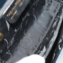 Salvatore Ferragamo Gancini Hand Bag Leather Navy Gold Auth 205167-11