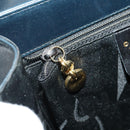 Salvatore Ferragamo Gancini Hand Bag Leather Navy Gold Auth 205167-31