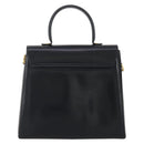 Salvatore Ferragamo Gancini Hand Bag Leather Navy Gold Auth 205167-3