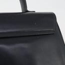 Salvatore Ferragamo Gancini Hand Bag Leather Navy Gold Auth 205167-4