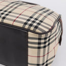 BURBERRY Nova Check Hand Bag Canvas Beige Silver Auth 205173-14