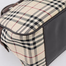 BURBERRY Nova Check Hand Bag Canvas Beige Silver Auth 205173-15