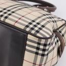 BURBERRY Nova Check Hand Bag Canvas Beige Silver Auth 205173-16