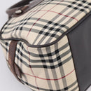 BURBERRY Nova Check Hand Bag Canvas Beige Silver Auth 205173-17