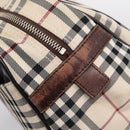 BURBERRY Nova Check Hand Bag Canvas Beige Silver Auth 205173-9
