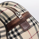 BURBERRY Nova Check Hand Bag Canvas Beige Silver Auth 205173-18