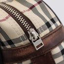 BURBERRY Nova Check Hand Bag Canvas Beige Silver Auth 205173-11