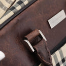 BURBERRY Nova Check Hand Bag Canvas Beige Silver Auth 205173-10