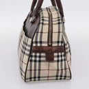 BURBERRY Nova Check Hand Bag Canvas Beige Silver Auth 205173-4