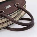 BURBERRY Nova Check Hand Bag Canvas Beige Silver Auth 205173-7