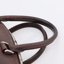 BURBERRY Nova Check Hand Bag Canvas Beige Silver Auth 205173-8