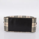 BURBERRY Nova Check Hand Bag Canvas Beige Silver Auth 205173-5