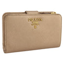 PRADA Bifold Wallet Safiano Leather Gold Auth 205174A-1