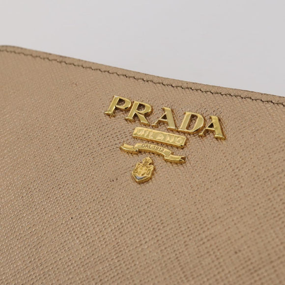 PRADA Bifold Wallet Safiano Leather Gold Auth 205174A