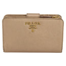 PRADA Bifold Wallet Safiano Leather Gold Auth 205174A-13