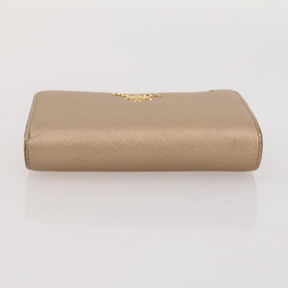 PRADA Bifold Wallet Safiano Leather Gold Auth 205174A