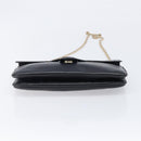 CELINE Chain Shoulder Bag Leather Black Gold Auth 205176-5