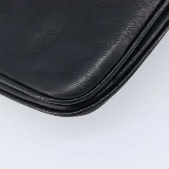 CELINE Chain Shoulder Bag Leather Black Gold Auth 205176