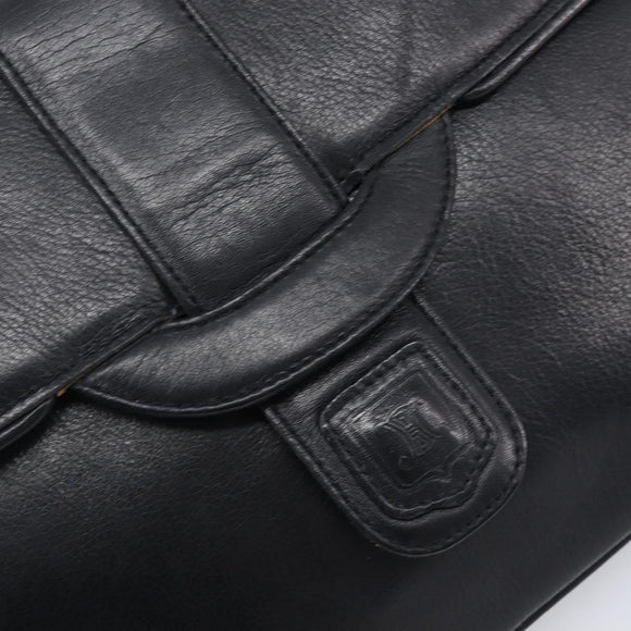 CELINE Chain Shoulder Bag Leather Black Gold Auth 205176
