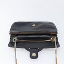 CELINE Chain Shoulder Bag Leather Black Gold Auth 205176-19