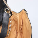 CELINE Chain Shoulder Bag Leather Black Gold Auth 205176-21