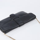 CELINE Chain Shoulder Bag Leather Black Gold Auth 205176-6