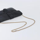 CELINE Chain Shoulder Bag Leather Black Gold Auth 205176-7
