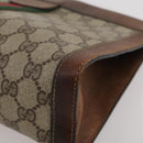 GUCCI GG Supreme Web Sherry Line Clutch Bag PVC Beige Auth 205187-11
