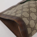 GUCCI GG Supreme Web Sherry Line Clutch Bag PVC Beige Auth 205187-12
