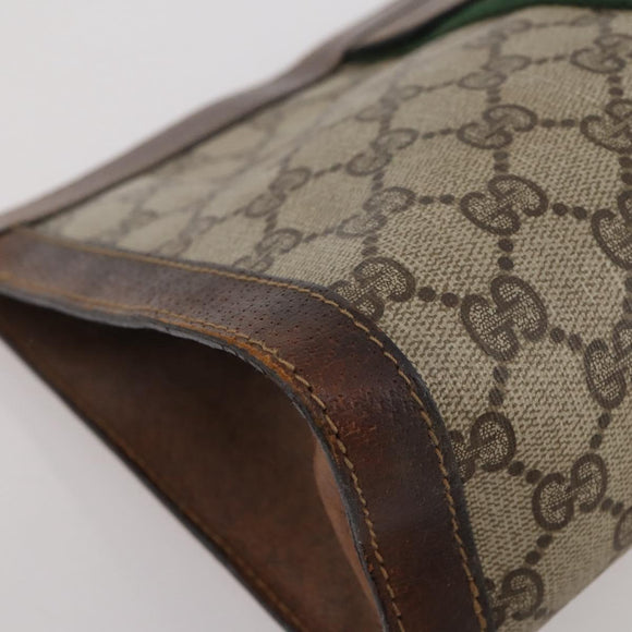 GUCCI GG Supreme Web Sherry Line Clutch Bag PVC Beige Auth 205187