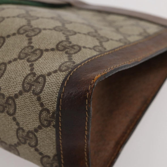 GUCCI GG Supreme Web Sherry Line Clutch Bag PVC Beige Auth 205187