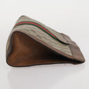 GUCCI GG Supreme Web Sherry Line Clutch Bag PVC Beige Auth 205187-4
