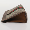 GUCCI GG Supreme Web Sherry Line Clutch Bag PVC Beige Auth 205187-6