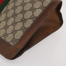 GUCCI GG Supreme Web Sherry Line Clutch Bag PVC Beige Auth 205187-7