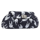Miu Miu Cat Pattern Clutch Bag Satin Black Silver Auth 205189V-1