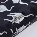 Miu Miu Cat Pattern Clutch Bag Satin Black Silver Auth 205189V-17