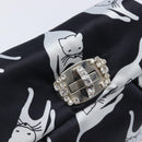 Miu Miu Cat Pattern Clutch Bag Satin Black Silver Auth 205189V-18