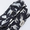 Miu Miu Cat Pattern Clutch Bag Satin Black Silver Auth 205189V-10