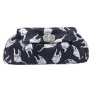 Miu Miu Cat Pattern Clutch Bag Satin Black Silver Auth 205189V-13