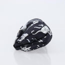Miu Miu Cat Pattern Clutch Bag Satin Black Silver Auth 205189V-4