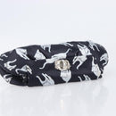 Miu Miu Cat Pattern Clutch Bag Satin Black Silver Auth 205189V-5