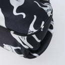 Miu Miu Cat Pattern Clutch Bag Satin Black Silver Auth 205189V-7