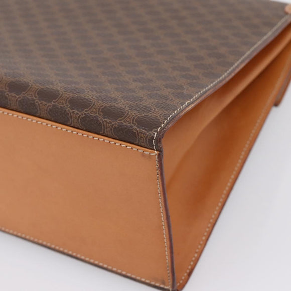 CELINE Macadam Canvas Hand Bag PVC Leather Brown Gold Auth 205190V