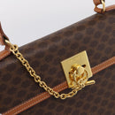 CELINE Macadam Canvas Hand Bag PVC Leather Brown Gold Auth 205190V-17